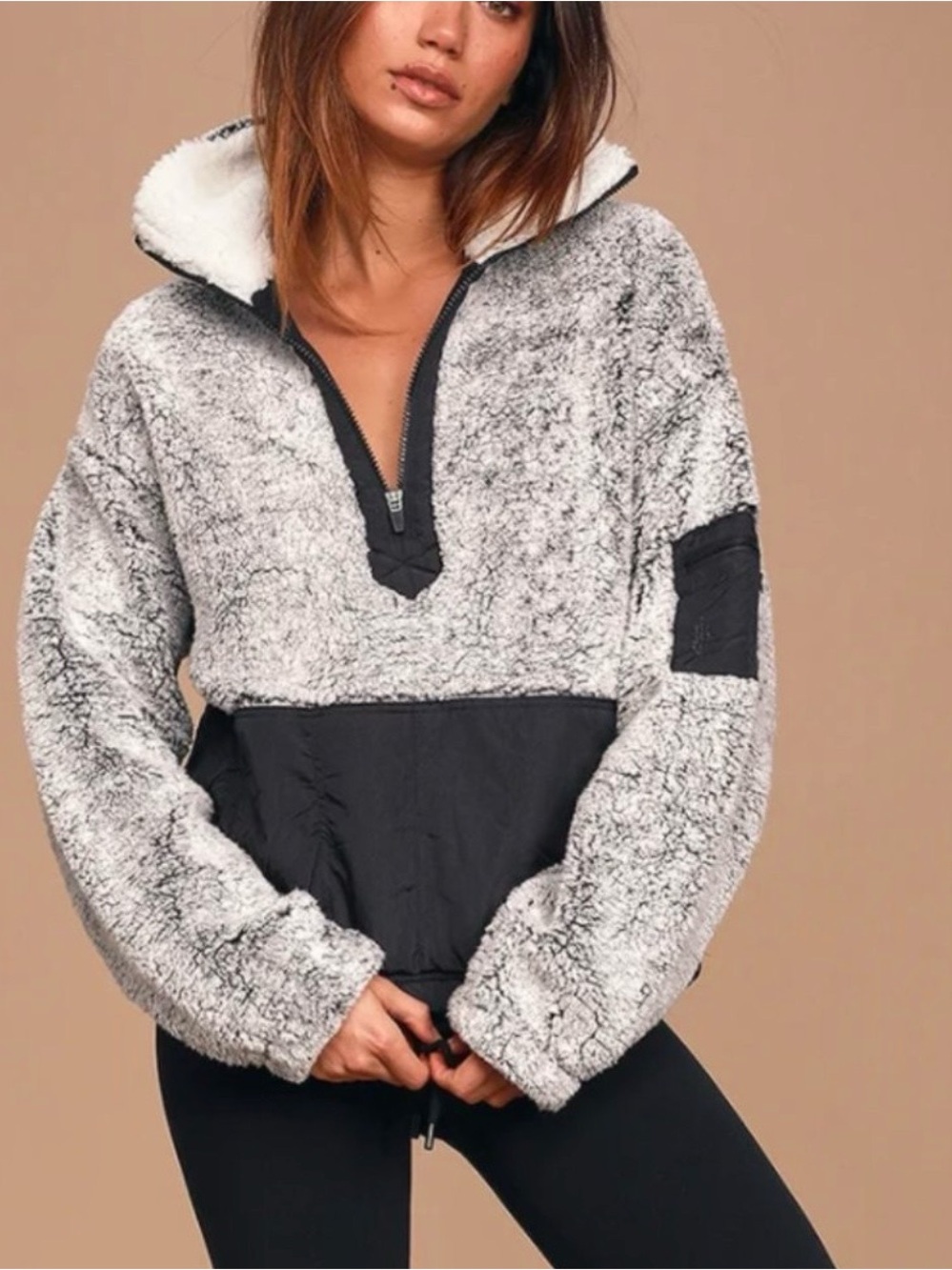 FP Movement by Free People Gray Half-Zip BFF Sherpa pullover